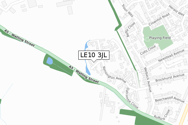 LE10 3JL map - large scale - OS Open Zoomstack (Ordnance Survey)