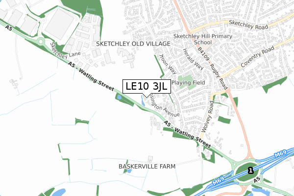 LE10 3JL map - small scale - OS Open Zoomstack (Ordnance Survey)