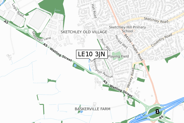 LE10 3JN map - small scale - OS Open Zoomstack (Ordnance Survey)