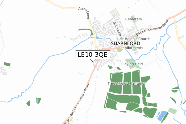 LE10 3QE map - small scale - OS Open Zoomstack (Ordnance Survey)