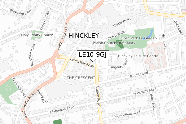 LE10 9GJ map - large scale - OS Open Zoomstack (Ordnance Survey) LE10 9GJ map - large scale - OS Open Zoomstack (Ordnance Survey)