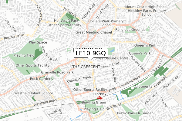 LE10 9GQ map - small scale - OS Open Zoomstack (Ordnance Survey) LE10 9GQ map - small scale - OS Open Zoomstack (Ordnance Survey)