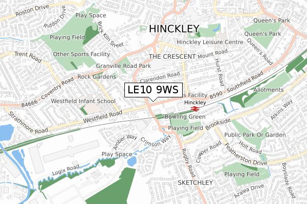 LE10 9WS map - small scale - OS Open Zoomstack (Ordnance Survey)