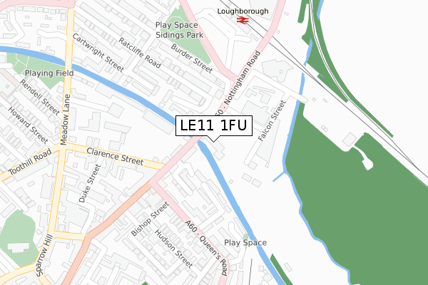 LE11 1FU map - large scale - OS Open Zoomstack (Ordnance Survey)