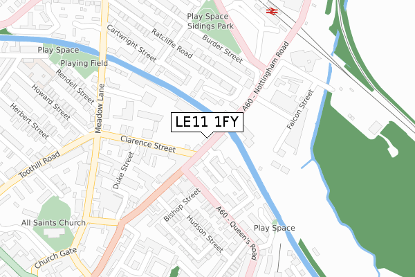 LE11 1FY map - large scale - OS Open Zoomstack (Ordnance Survey)