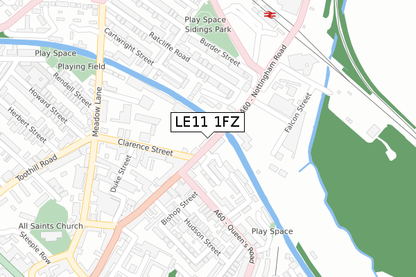 LE11 1FZ map - large scale - OS Open Zoomstack (Ordnance Survey)
