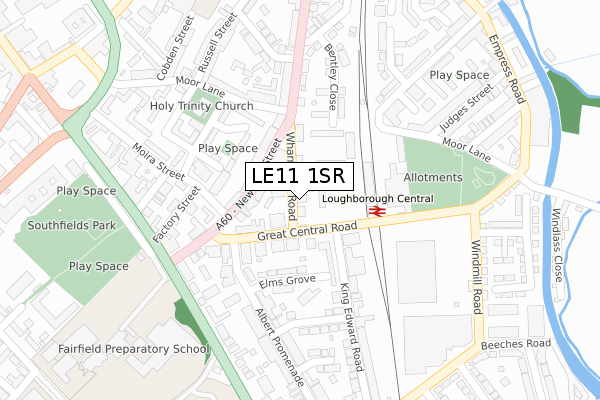 LE11 1SR map - large scale - OS Open Zoomstack (Ordnance Survey)