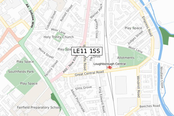 LE11 1SS map - large scale - OS Open Zoomstack (Ordnance Survey)