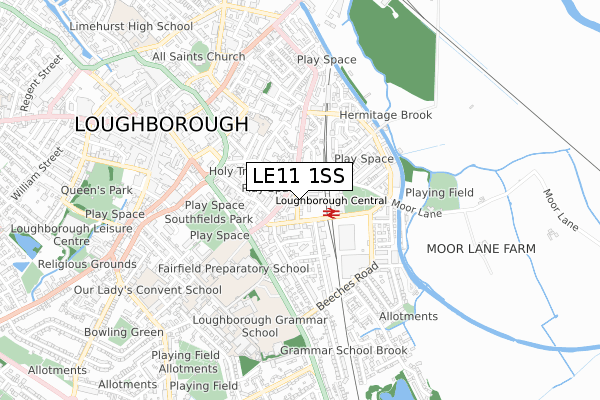 LE11 1SS map - small scale - OS Open Zoomstack (Ordnance Survey)