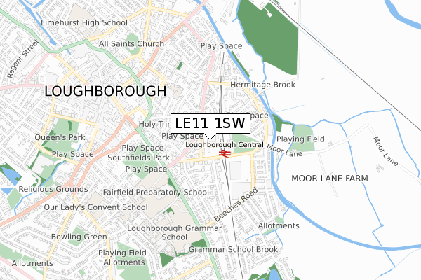 LE11 1SW map - small scale - OS Open Zoomstack (Ordnance Survey)