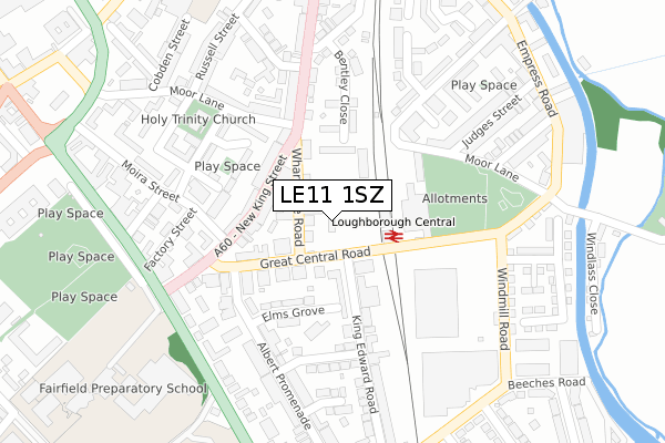 LE11 1SZ map - large scale - OS Open Zoomstack (Ordnance Survey)