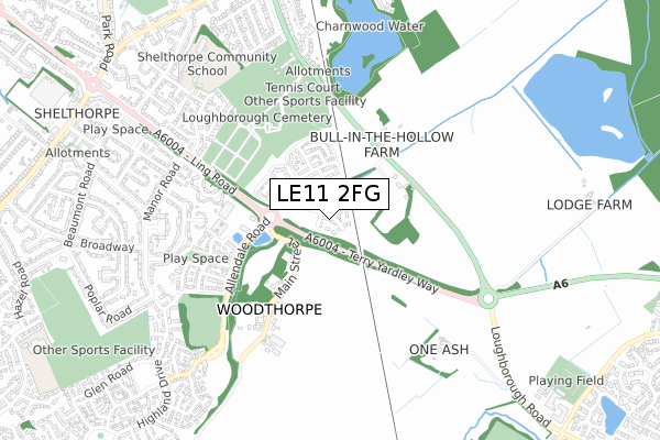 LE11 2FG map - small scale - OS Open Zoomstack (Ordnance Survey)