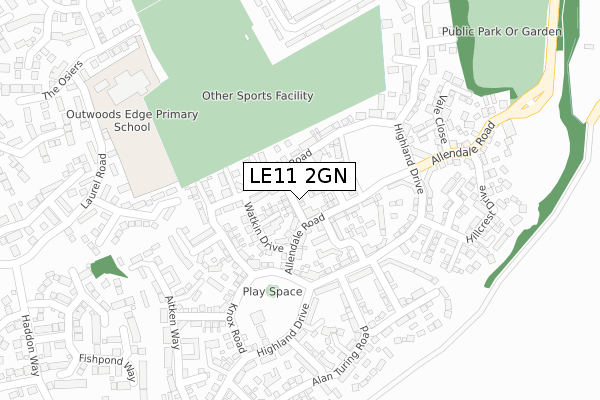 LE11 2GN map - large scale - OS Open Zoomstack (Ordnance Survey)
