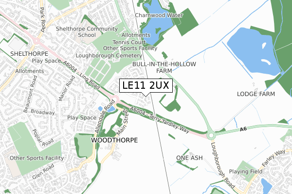 LE11 2UX map - small scale - OS Open Zoomstack (Ordnance Survey)