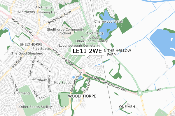 LE11 2WE map - small scale - OS Open Zoomstack (Ordnance Survey)