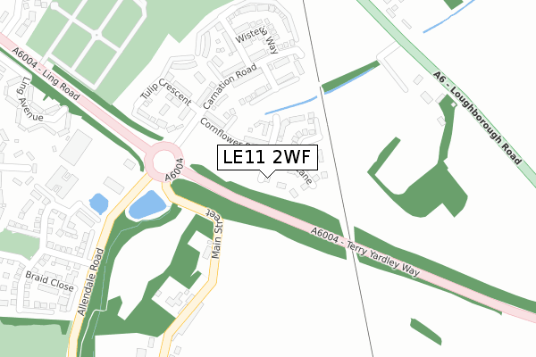 LE11 2WF map - large scale - OS Open Zoomstack (Ordnance Survey)