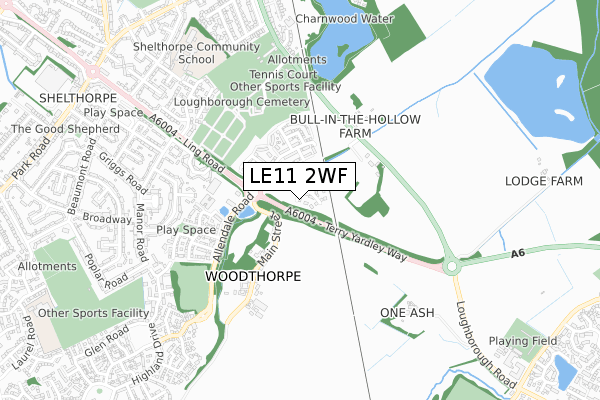 LE11 2WF map - small scale - OS Open Zoomstack (Ordnance Survey)
