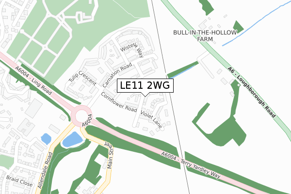 LE11 2WG map - large scale - OS Open Zoomstack (Ordnance Survey)