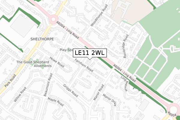 LE11 2WL map - large scale - OS Open Zoomstack (Ordnance Survey)