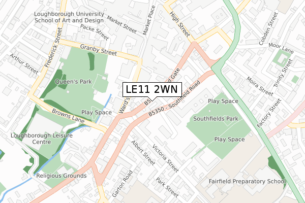 LE11 2WN map - large scale - OS Open Zoomstack (Ordnance Survey)