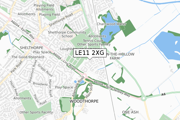 LE11 2XG map - small scale - OS Open Zoomstack (Ordnance Survey)