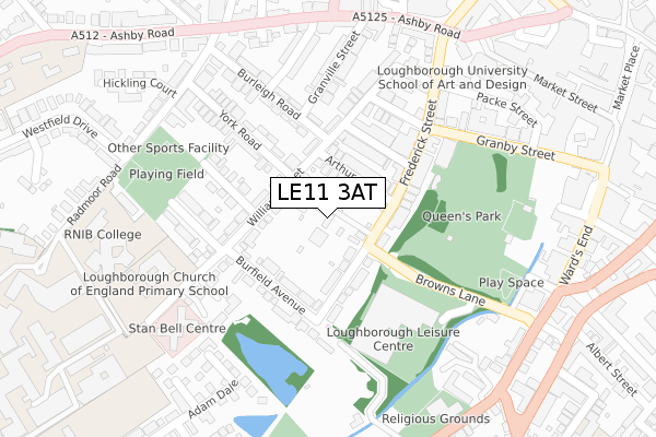 LE11 3AT map - large scale - OS Open Zoomstack (Ordnance Survey)