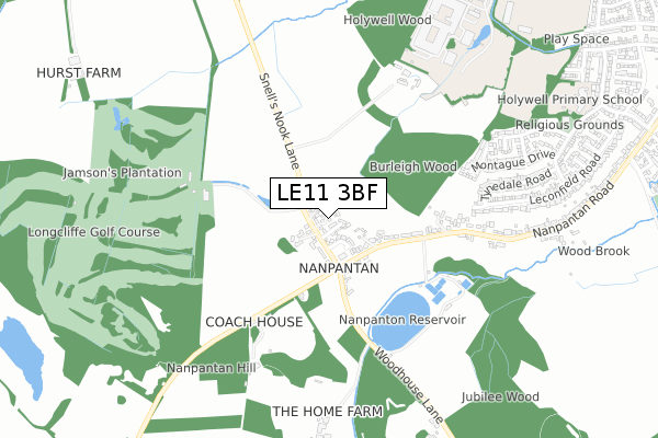 LE11 3BF map - small scale - OS Open Zoomstack (Ordnance Survey)