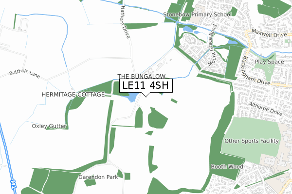 LE11 4SH map - small scale - OS Open Zoomstack (Ordnance Survey)