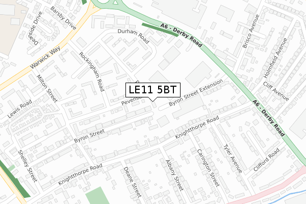 LE11 5BT map - large scale - OS Open Zoomstack (Ordnance Survey)