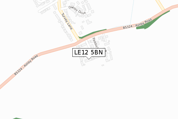 LE12 5BN map - large scale - OS Open Zoomstack (Ordnance Survey)