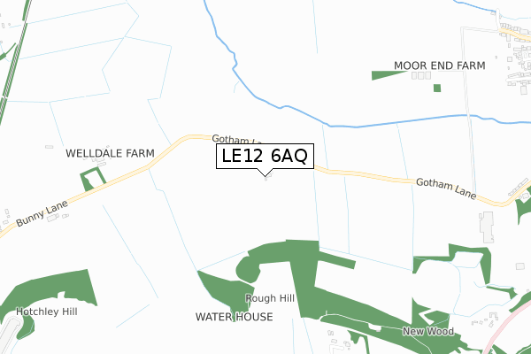 LE12 6AQ map - small scale - OS Open Zoomstack (Ordnance Survey)