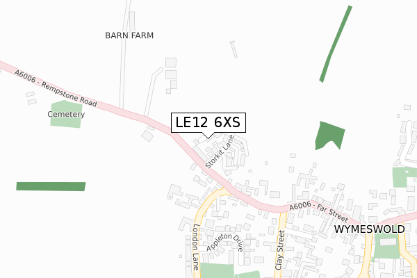 LE12 6XS map - large scale - OS Open Zoomstack (Ordnance Survey)