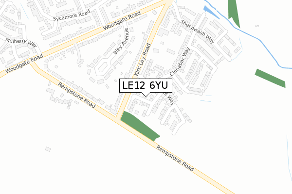 LE12 6YU map - large scale - OS Open Zoomstack (Ordnance Survey)