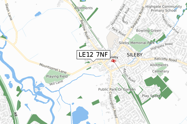 LE12 7NF map - small scale - OS Open Zoomstack (Ordnance Survey)
