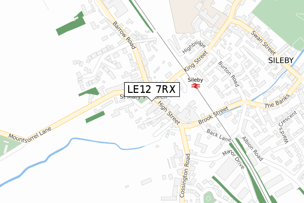 LE12 7RX map - large scale - OS Open Zoomstack (Ordnance Survey)