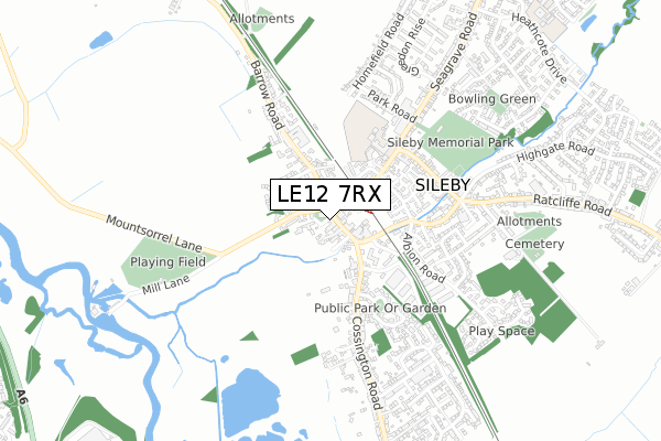LE12 7RX map - small scale - OS Open Zoomstack (Ordnance Survey)