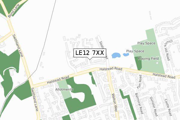 LE12 7XX map - large scale - OS Open Zoomstack (Ordnance Survey)