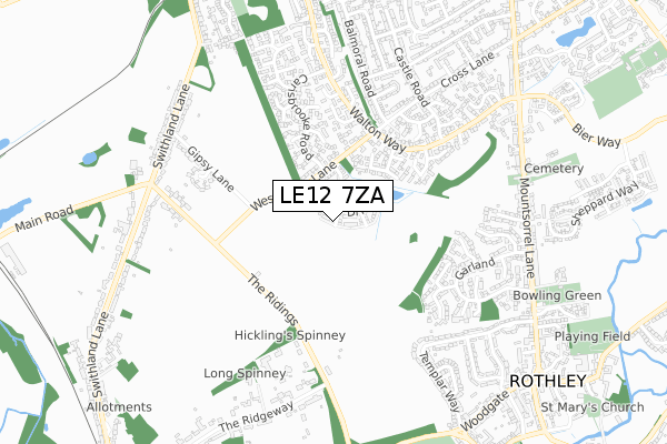 LE12 7ZA map - small scale - OS Open Zoomstack (Ordnance Survey) LE12 7ZA map - small scale - OS Open Zoomstack (Ordnance Survey)