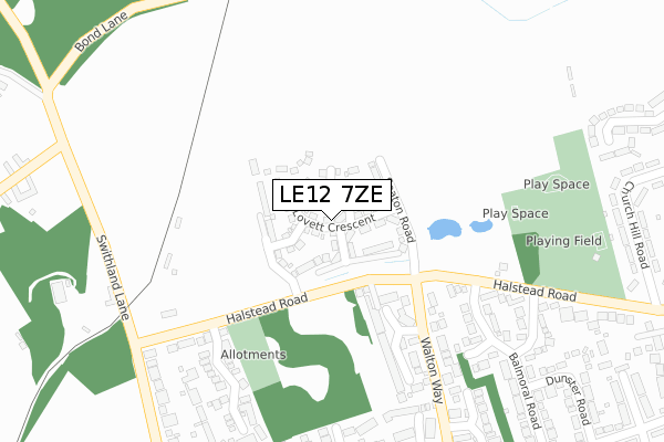 LE12 7ZE map - large scale - OS Open Zoomstack (Ordnance Survey)