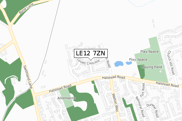 LE12 7ZN map - large scale - OS Open Zoomstack (Ordnance Survey) LE12 7ZN map - large scale - OS Open Zoomstack (Ordnance Survey)