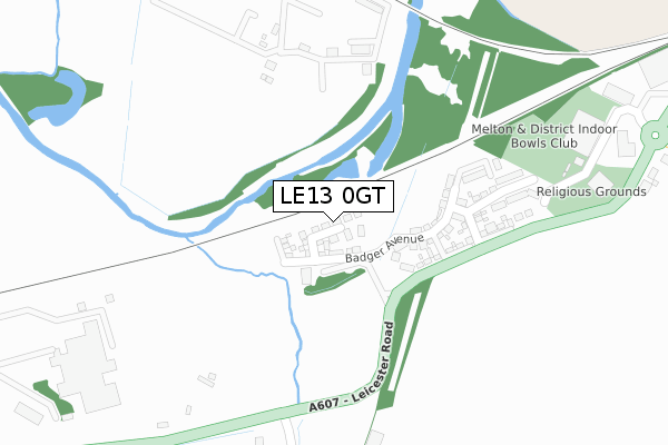 LE13 0GT map - large scale - OS Open Zoomstack (Ordnance Survey)