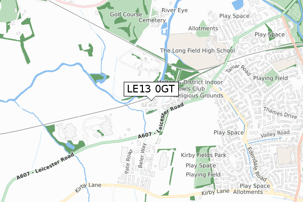 LE13 0GT map - small scale - OS Open Zoomstack (Ordnance Survey)