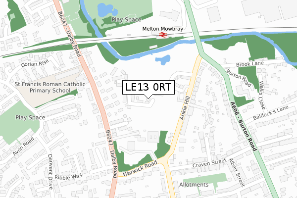 LE13 0RT map - large scale - OS Open Zoomstack (Ordnance Survey)