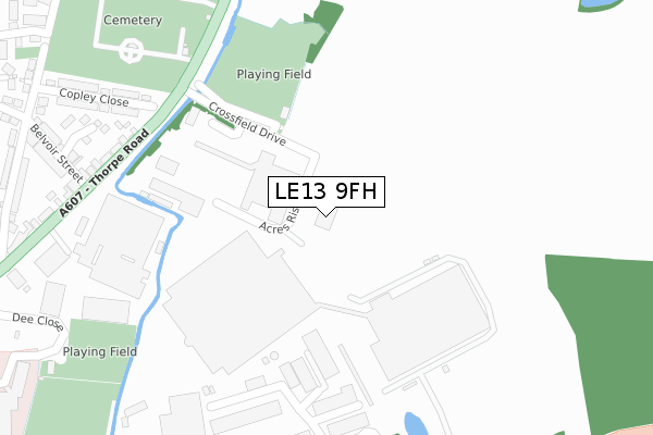 LE13 9FH map - large scale - OS Open Zoomstack (Ordnance Survey)