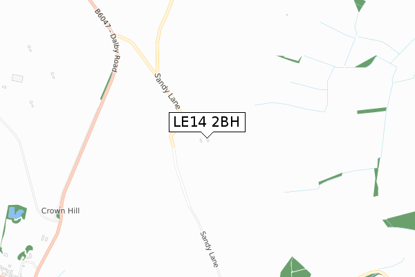 LE14 2BH map - small scale - OS Open Zoomstack (Ordnance Survey)