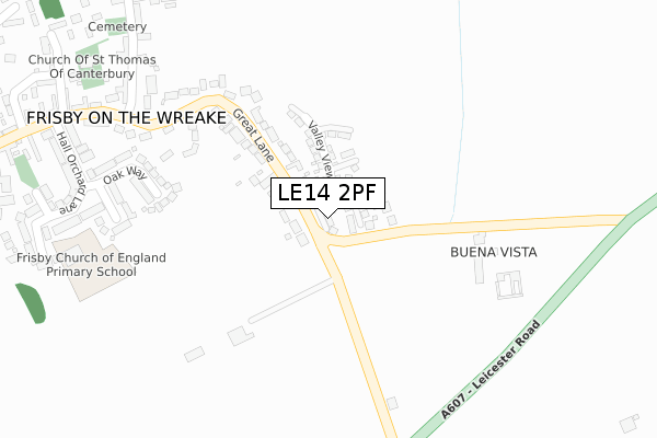 LE14 2PF map - large scale - OS Open Zoomstack (Ordnance Survey)