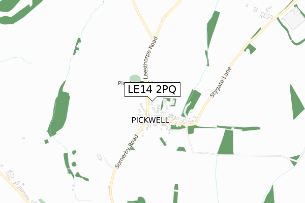 LE14 2PQ map - small scale - OS Open Zoomstack (Ordnance Survey)