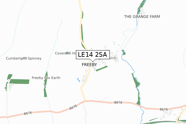 LE14 2SA map - small scale - OS Open Zoomstack (Ordnance Survey)