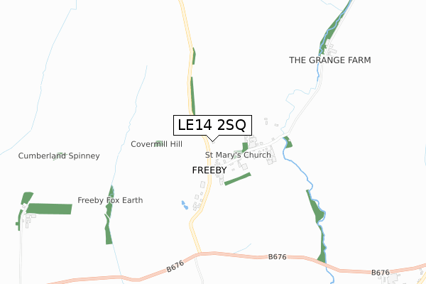 LE14 2SQ map - small scale - OS Open Zoomstack (Ordnance Survey)