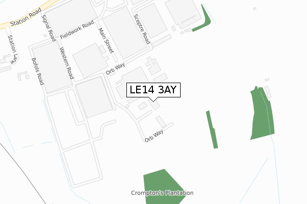 LE14 3AY map - large scale - OS Open Zoomstack (Ordnance Survey)